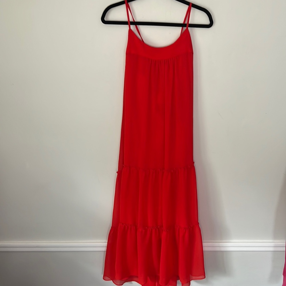 Clover and Sloane Orange bohemian tiered flowy Maxi Dress